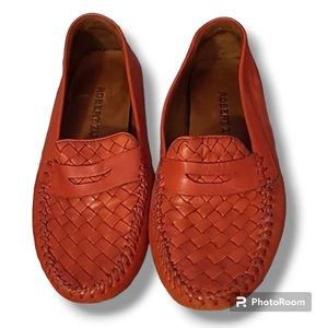Robert Zur Orange Woven Leather Loafers